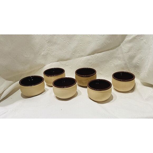 Watt Ovenware USA Brown Drip Glaze Ramekins Baking Bowls Set 6 Rustic Farmhouse - Picture 1 of 7